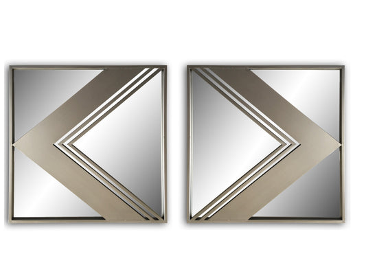 Wall Mirror - Metal Wall Decorative Mirrors - Set of 2