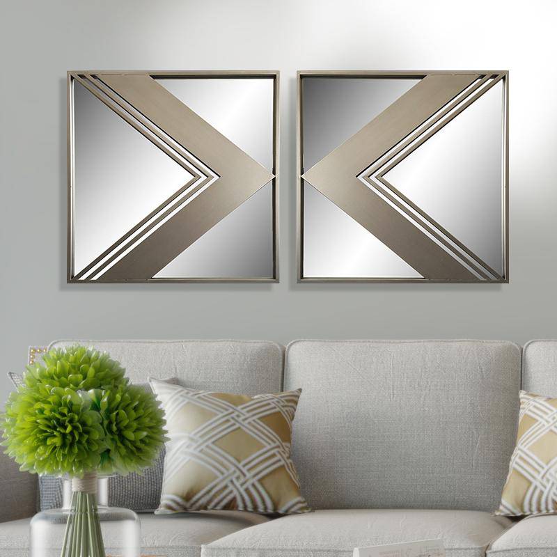 Wall Mirror - Metal Wall Decorative Mirrors - Set of 2