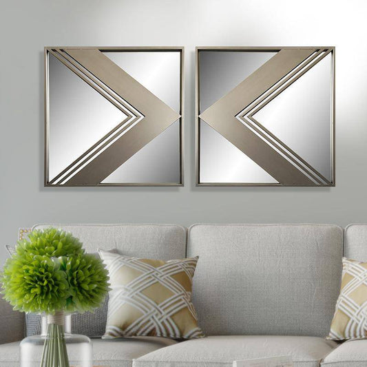 Wall Mirror - Metal Wall Decorative Mirrors - Set of 2