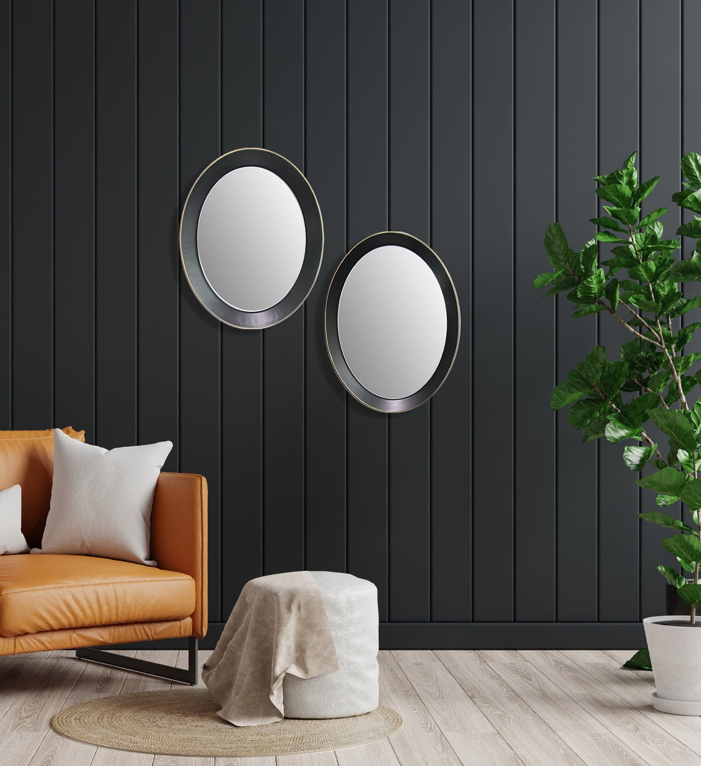 Wall Mirror - Oval metal decorative mirror
