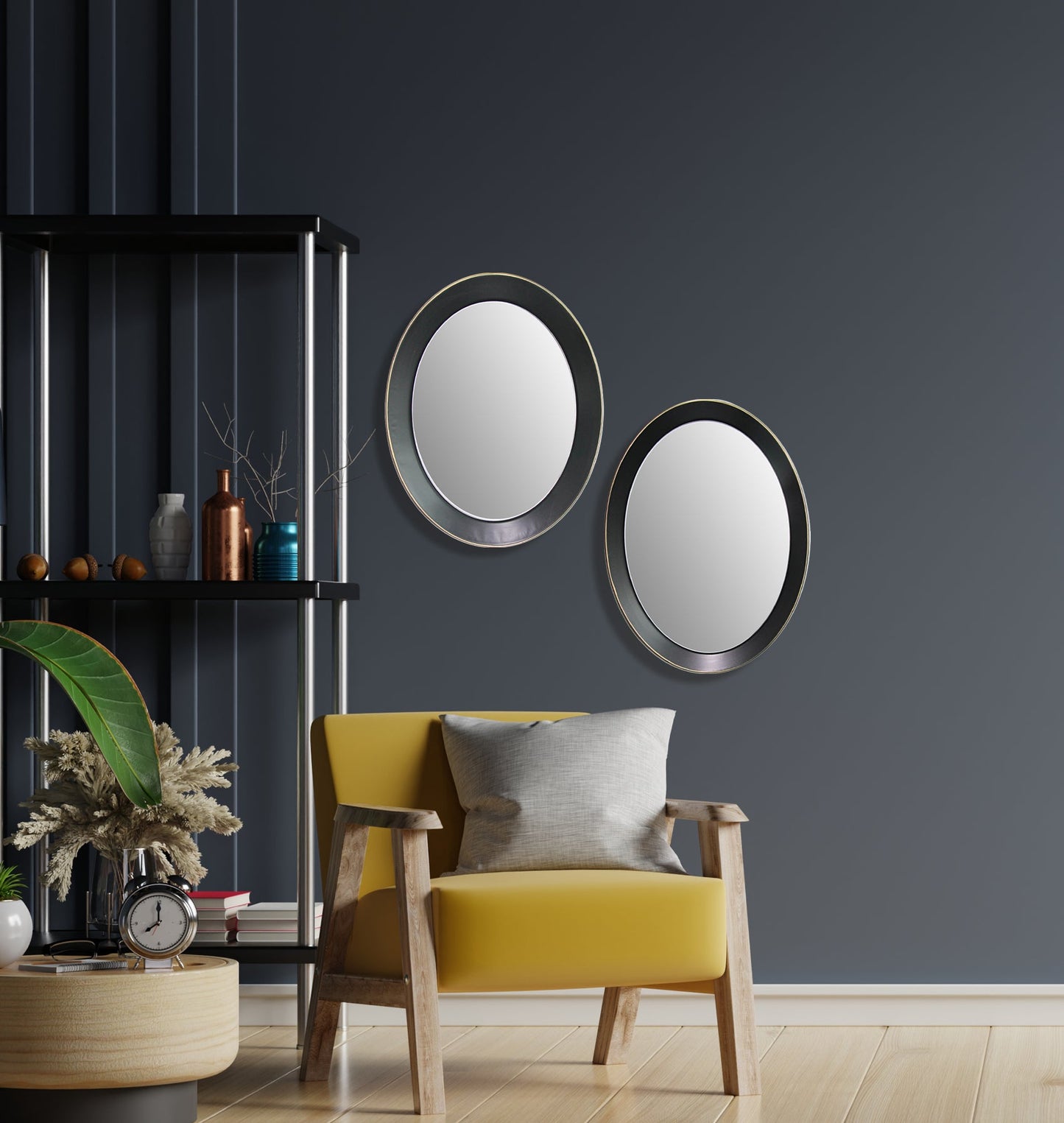 Wall Mirror - Oval metal decorative mirror medium