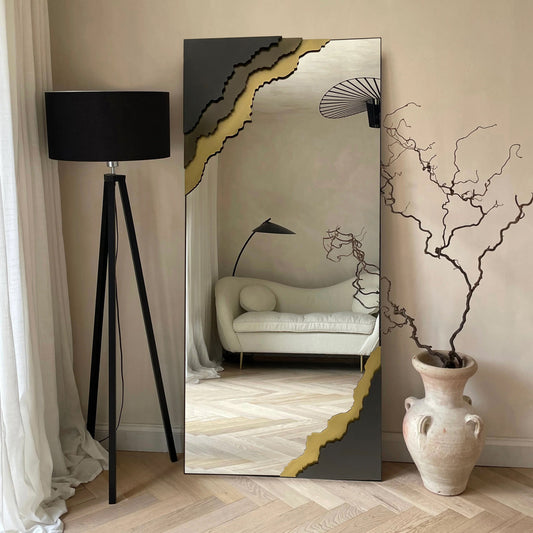 Dual-Tone Metal Frame Floor and Wall Mirror
