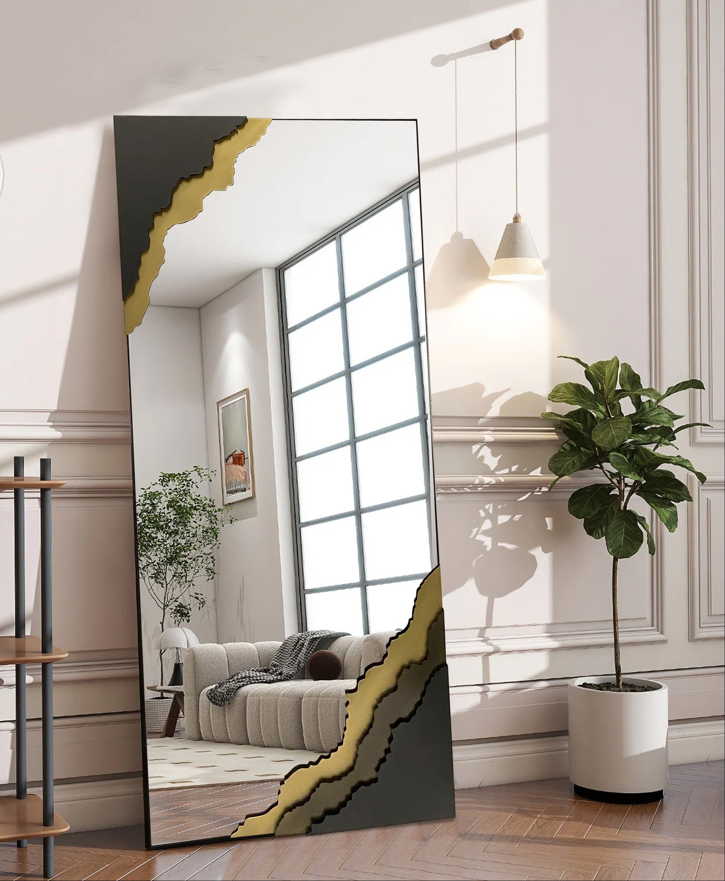 Dual-Tone Metal Frame Floor and Wall Mirror